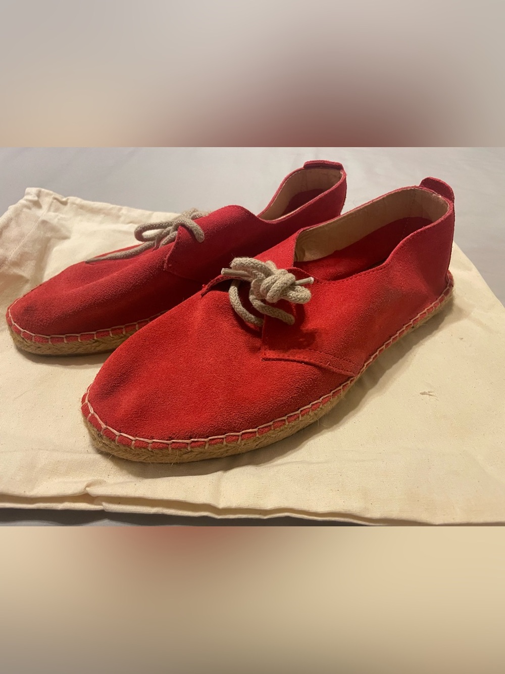 Made in Spain - Red Suede Espadrille Lace-Up Flats